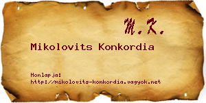 Mikolovits Konkordia névjegykártya